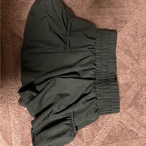 Black Women's Elastic Waist Ruffle Shorts